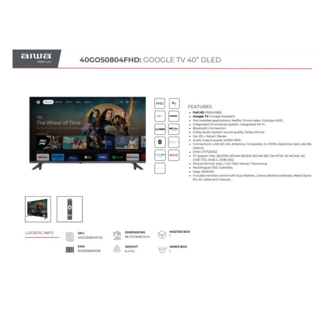 Телевізор AIWA 43GO70804UHD