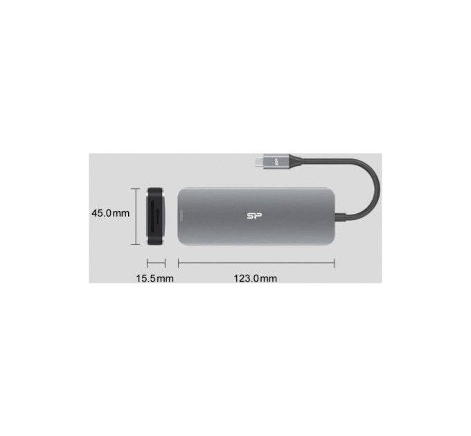 Концентратор Silicon Power USB-C 8-in-1 SR30 Silver Aluminum (SPU3C08DOCSR300G)