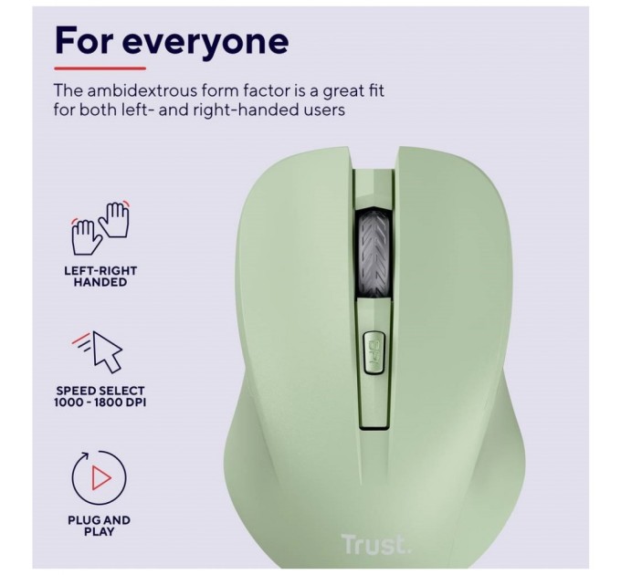 Мышка Trust Mydo Silent Wireless Green (25042)