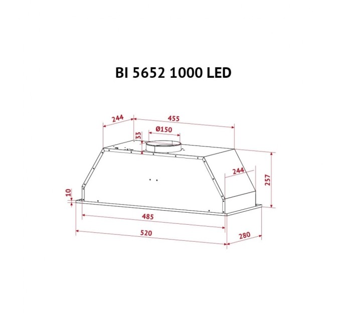 Вытяжка кухонная Perfelli BI 5652 I 1000 LED