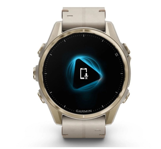 Смарт-годинник Garmin fenix 8 43mm, AMOLED, Saph, SftGldSS/FogGryLeatherBnd, Excl, GPS (010-02903-40)