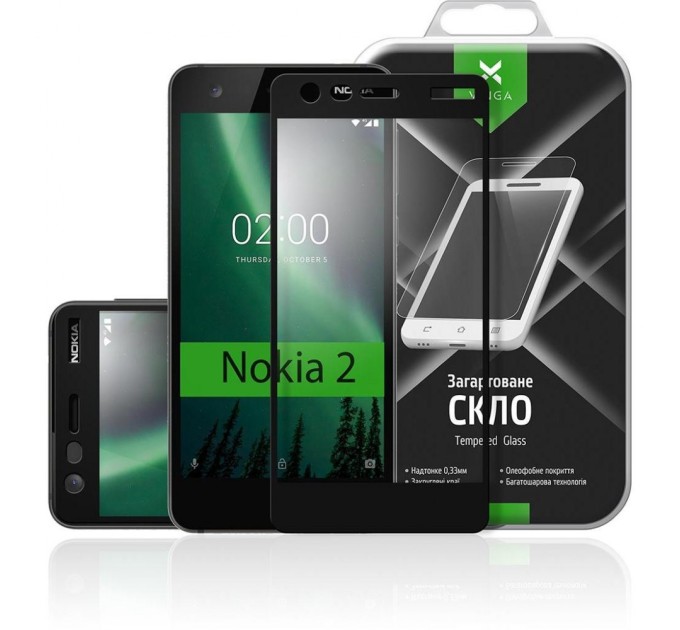 Скло захисне Vinga для Nokia 2 Black (VTPGS-N2B)