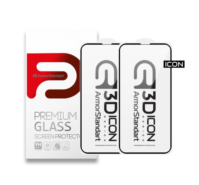Скло захисне Armorstandart Kit Icon 3D iPhone 13 / 13 Pro Black 2pcs (ARM62764)