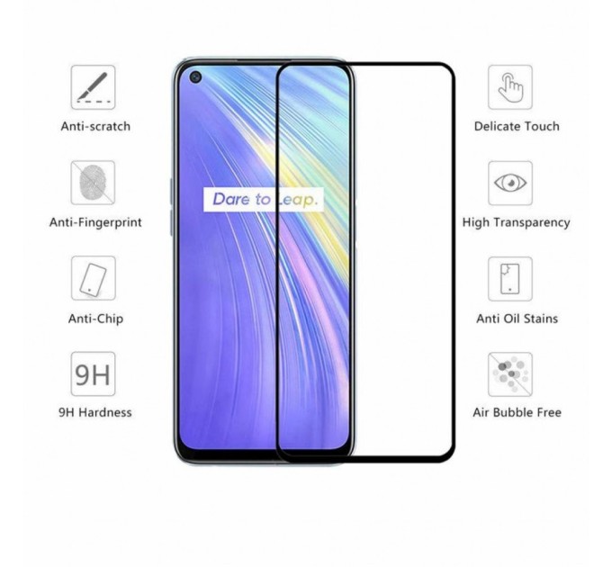 Скло захисне Drobak Realme V5 Full Cover Full Glue (Black) (222225) (222225)