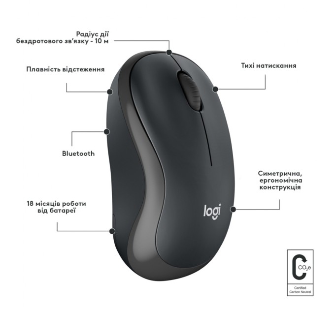 Мышка Logitech M240 Silent Wireless Graphite (910-007119)