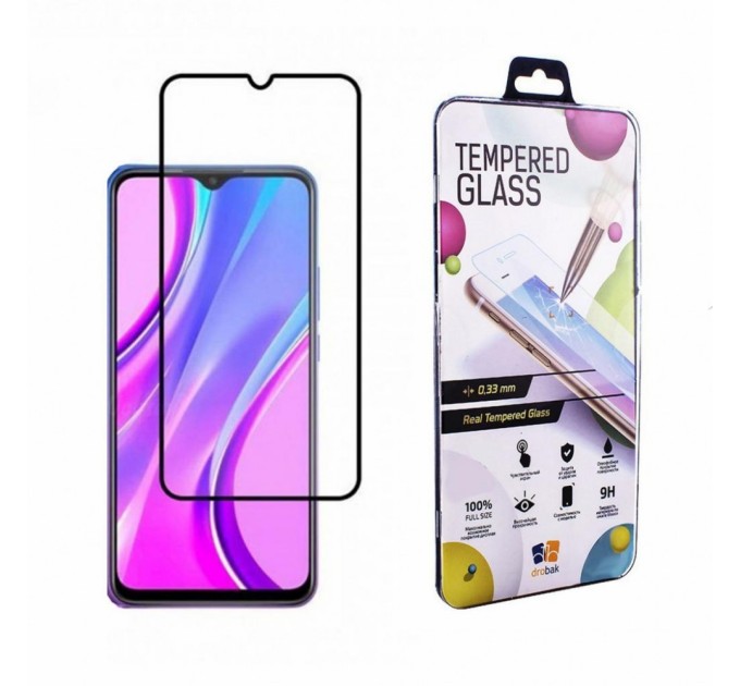 Скло захисне Drobak Xiaomi Redmi 9A Full Cover Full Glue (Black) (222233) (222233)