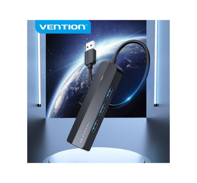 Концентратор Vention USB 3.0 to 3хUSB 3.0/RJ45 Gigabit black (CHNBB)