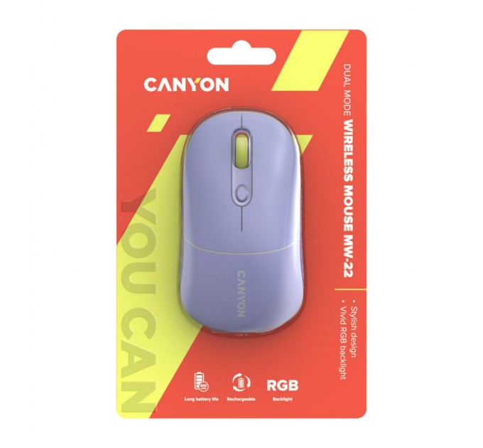 Мишка Canyon MW-22 Dual Band RGB Wireless Mountain Lavender (CNS-CMSW22ML)