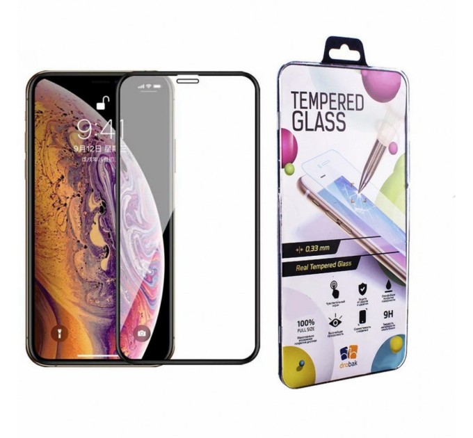 Скло захисне Drobak Apple iPhone X Full Cover Full Glue (Black) (121293) (121293)