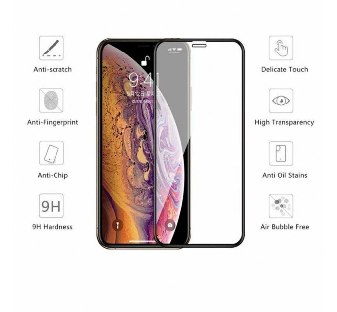 Скло захисне Drobak Apple iPhone X Full Cover Full Glue (Black) (121293) (121293)