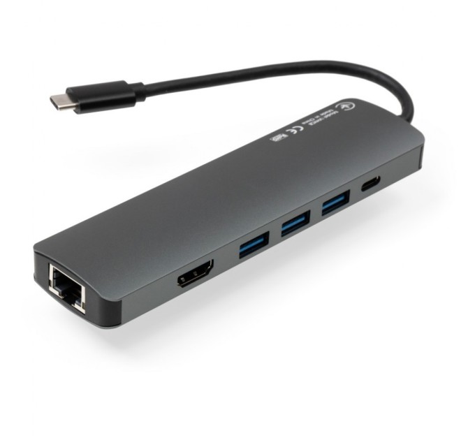 Концентратор Vinga USB-C 3.1 to HDMI+RJ45_1Gbps+3xUSB3.0+SD/TF+PD100W (VHYC8)