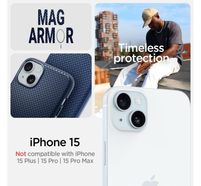 Чохол до мобільного телефона Spigen Apple iPhone 15 Mag Armor MagFit Navy Blue (ACS06816)