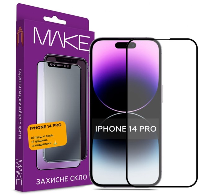 Скло захисне MAKE Apple iPhone 14 Pro (MGF-AI14P)