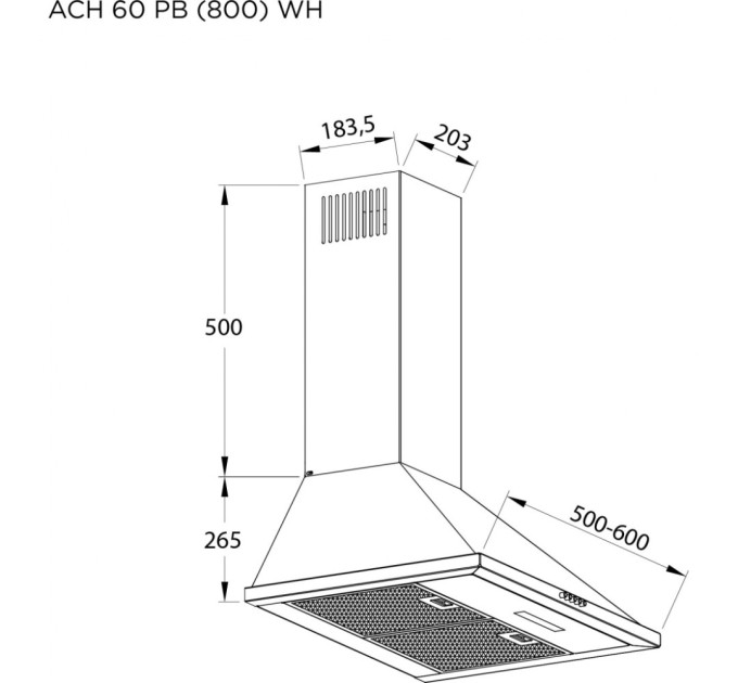 Витяжка кухонна Pyramida ACH 60 PB (800) WH