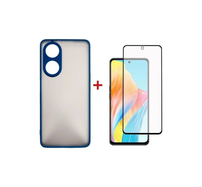 Чохол до мобільного телефона Dengos Kit for OPPO A98 5G case + glass (Blue) (DG-KM-39)