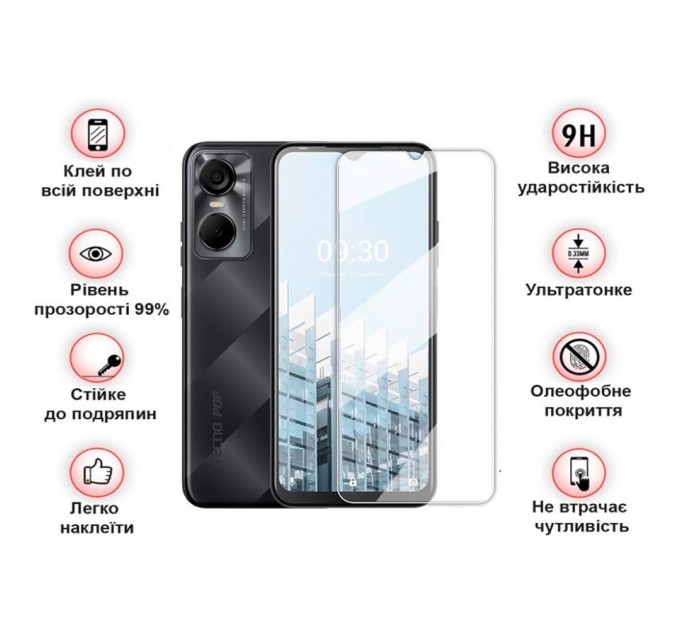 Скло захисне BeCover Tecno Pop 6 Pro (BE8) 3D Crystal Clear Glass (708555)