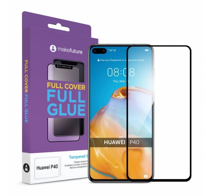 Скло захисне MakeFuture Huawei P40 Full Cover Full Glue (MGF-HUP40)