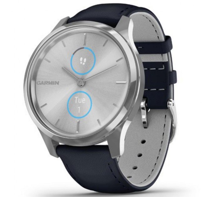 Смарт-часы Garmin vivomove Luxe, S/E EU, Silver, Navy, Leather (010-02241-20)