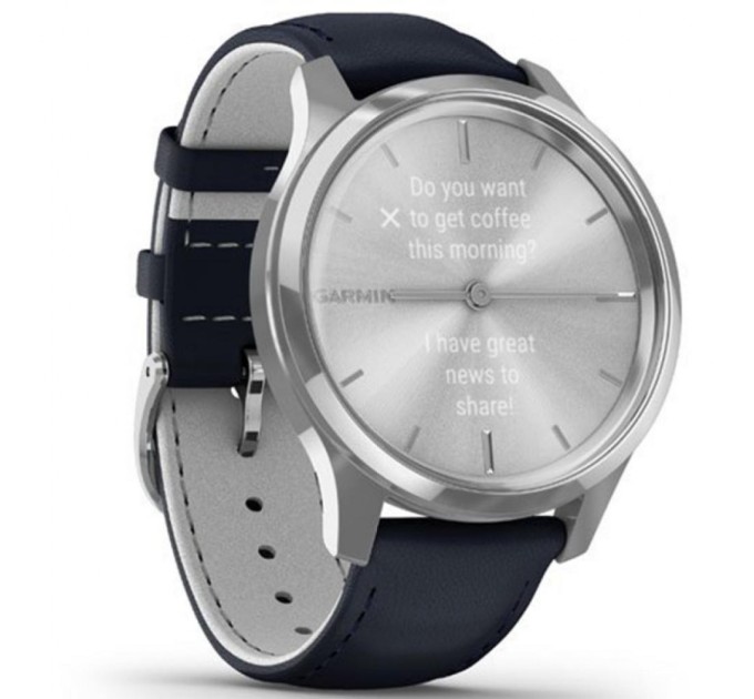 Смарт-часы Garmin vivomove Luxe, S/E EU, Silver, Navy, Leather (010-02241-20)