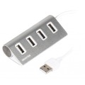 Концентратор Maxxter USB 2.0 Type-A 4 ports silver (HU2A-4P-01)