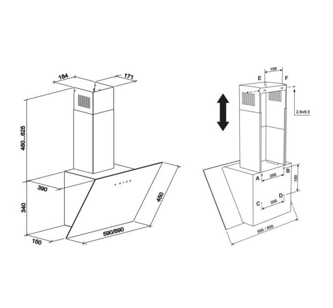 Витяжка кухонна Eleyus AGAT 1200 LED 60 BG