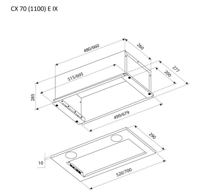 Витяжка кухонна Pyramida CX 70 (1100) E IX