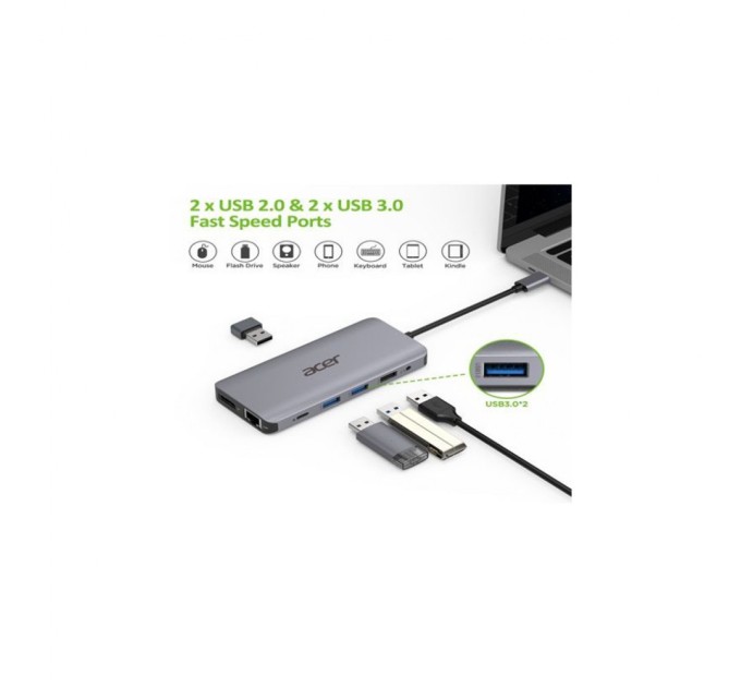 Порт-реплікатор Acer 12in1 Type C dongle USB3.2, USB2.0, SD/TF, HDMI, PD, DP ... (HP.DSCAB.009)