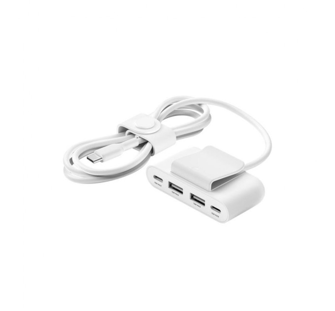 Концентратор Belkin BoostCharge 2хUSB-C/2хUSB-A 2.0m white (no data transfer) (BUZ001BT2MWHB7)