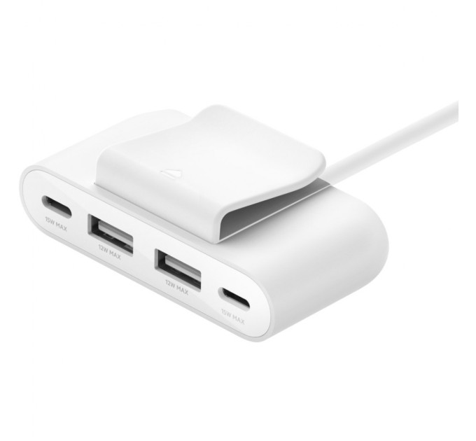 Концентратор Belkin BoostCharge 2хUSB-C/2хUSB-A 2.0m white (no data transfer) (BUZ001BT2MWHB7)