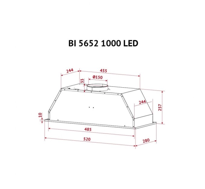 Витяжка кухонна Perfelli BI 5652 WH 1000 LED