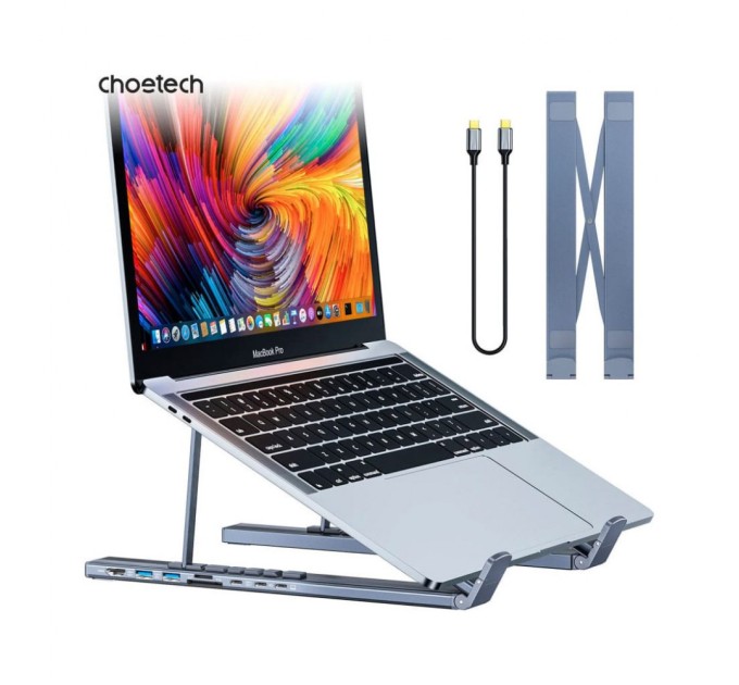 Порт-реплікатор Choetech USB-C 7-in-1 (HDMI/PD/картридер/USB-A/USB-C) Docking Station (HUB-M48-GY)