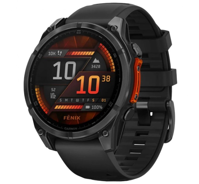 Смарт-годинник Garmin fenix 8 47mm, AMOLED, Glass/SS, SlateGray Steel/Black, BlkBnd, GPS (010-02904-00)