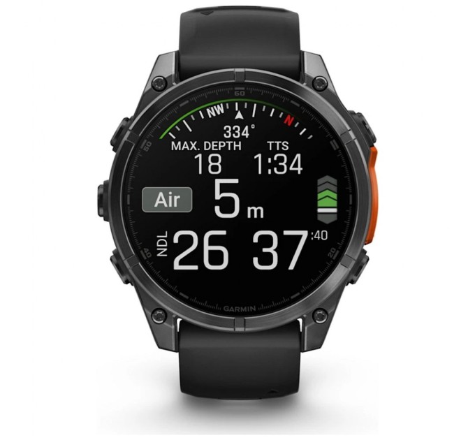 Смарт-годинник Garmin fenix 8 47mm, AMOLED, Glass/SS, SlateGray Steel/Black, BlkBnd, GPS (010-02904-00)