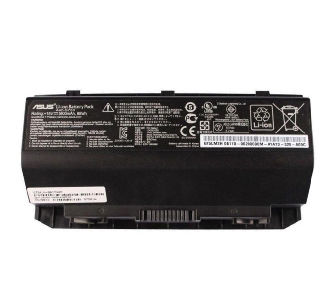 Акумулятор до ноутбука ASUS G750 A42-G750, 5900mAh (88Wh), 8cell, 15V, Li-ion, черная, (A47280)