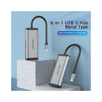 Концентратор Vention USB 3.1 Type-C to 3хUSB 3.0/TF/SD/PD 87W 6-in-1 (TGRHB)