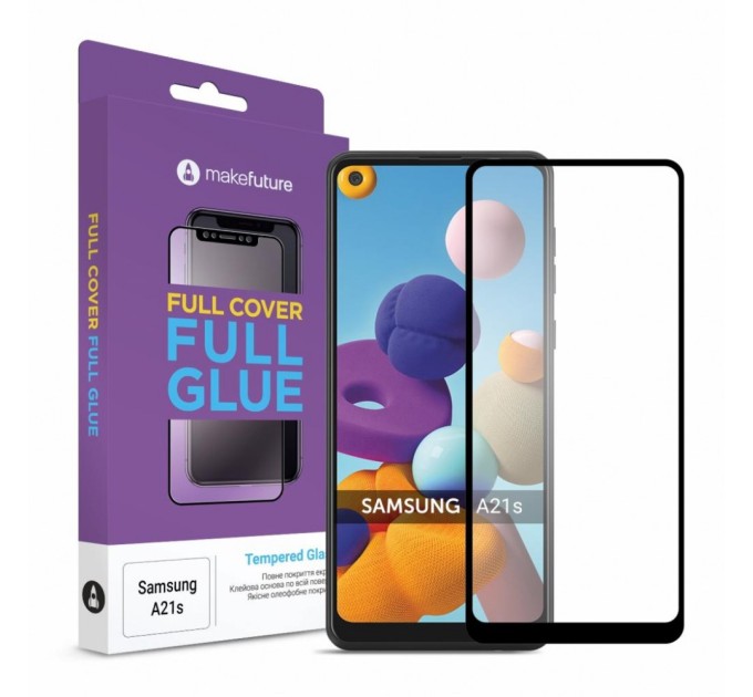 Скло захисне MakeFuture Samsung A21s Full Cover Full Glue (MGF-SA21S)