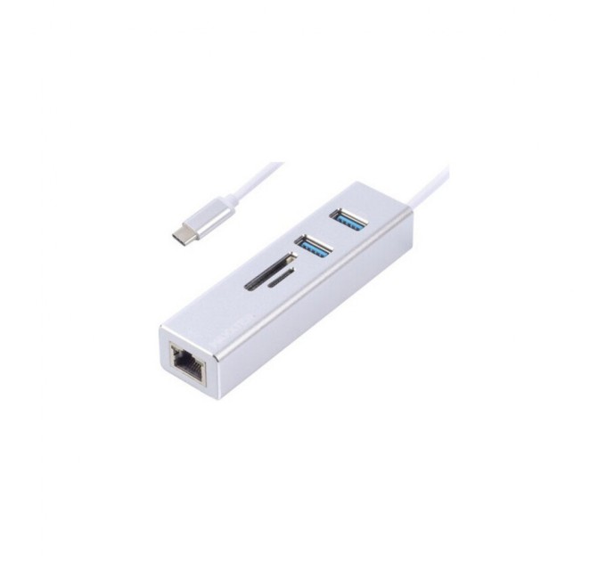 Концентратор Maxxter USB to Gigabit Ethernet, 2 Ports USB 3.0 + microSD/TF card r (NECH-2P-SD-01)