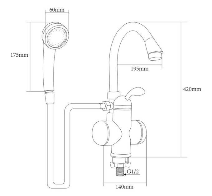 Проточний водонагрівач AQUATICA LZ 3.0кВт 0.4-5бар для ванн (9795203)