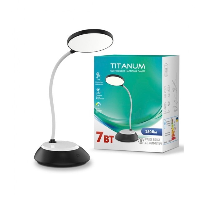 Настольная лампа TITANUM LED DC3 7W 3000-6500K USB черная (TLTF-022B)