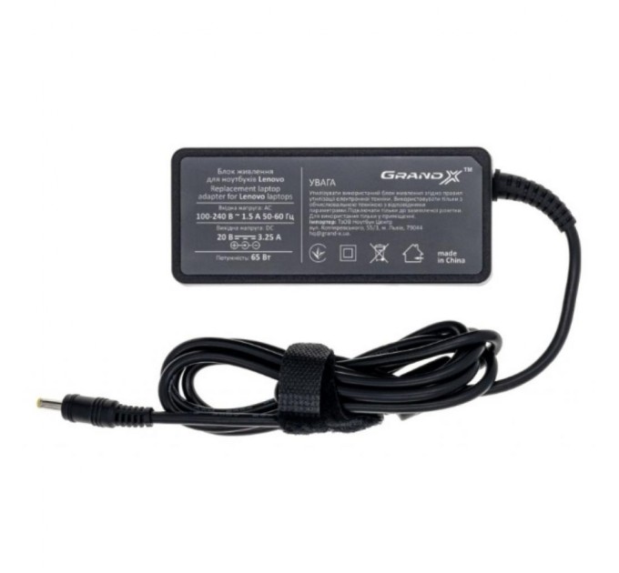 Блок живлення до ноутбуку Grand-X Lenovo (20V 2A 40W) 5,5x2,5mm (ORGLEL40WS)