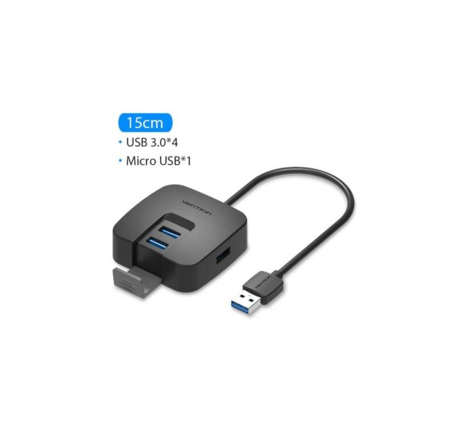 Концентратор Vention USB 3.0 to 4xUSB 3.0 + MicroUSB black (CHBBB)