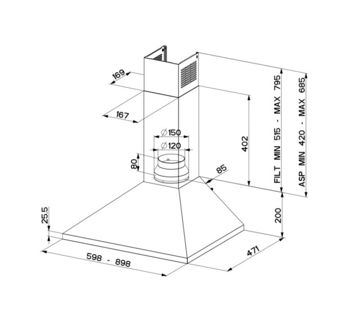 Витяжка кухонна Faber Value Pb X A90 (320.0557.540)