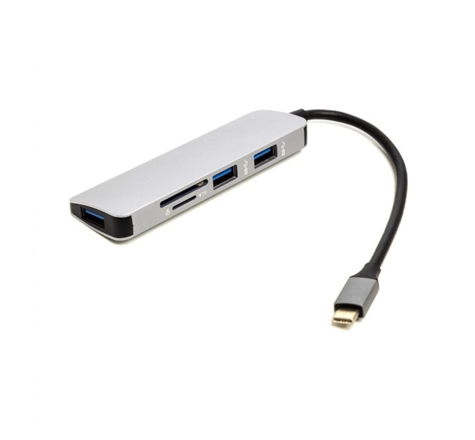 Концентратор USB Type-C to 3*USB 3.0 Ports + TF/SD Card Reader PowerPlant (CA912100)