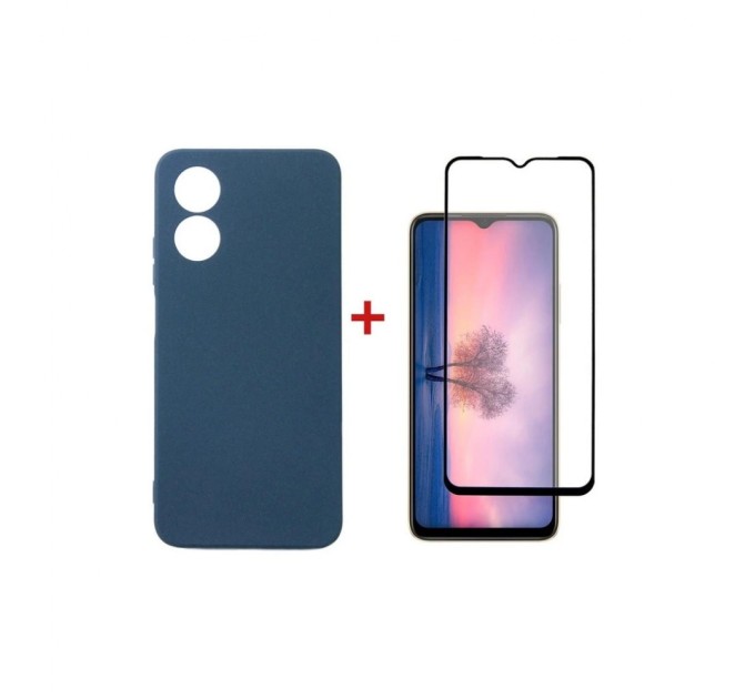 Чохол до мобільного телефона Dengos Kit for OPPO A17 case + glass (Blue) (DG-KM-01)