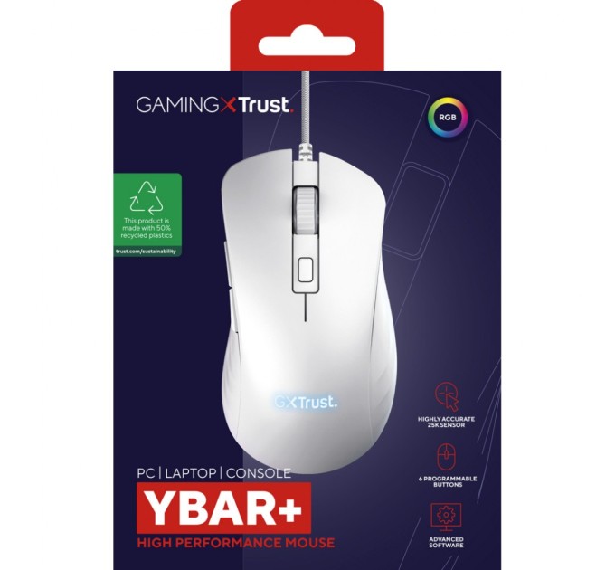 Мишка Trust GXT924 Ybar+ USB White (24891)