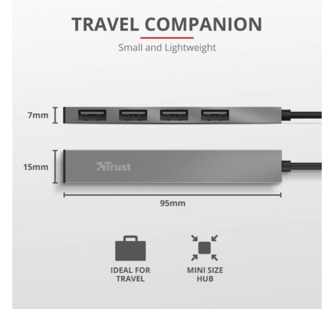 Концентратор Trust Halyx Aluminium 4-Port Mini USB Hub (23786_TRUST)