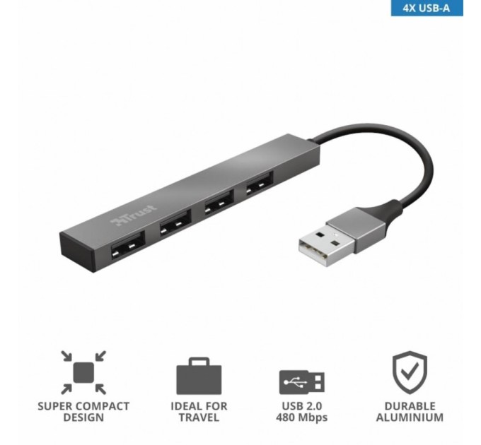 Концентратор Trust Halyx Aluminium 4-Port Mini USB Hub (23786_TRUST)