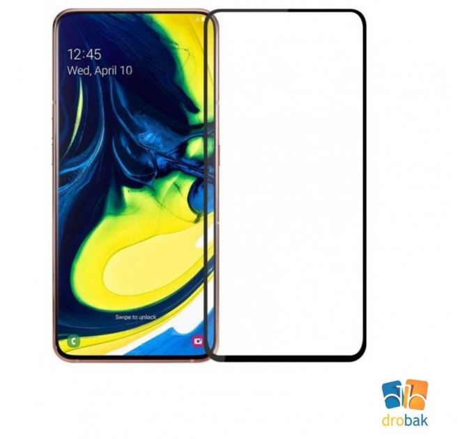 Скло захисне Drobak Full Glue для Samsung Galaxy A80 (Black (441607)