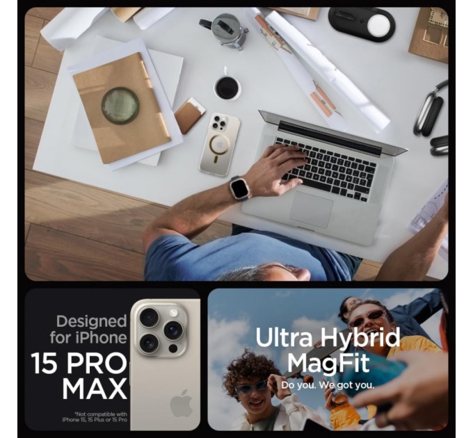 Чохол до мобільного телефона Spigen Apple iPhone 15 Pro Max Ultra Hybrid MagFit Gold (ACS06579)