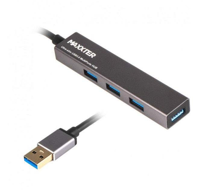 Концентратор Maxxter USB 3.0 Type-A 4 ports grey (HU3A-4P-02)